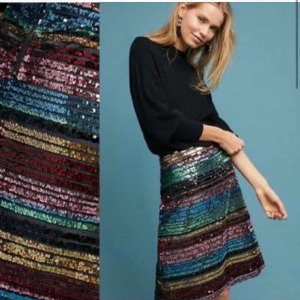Anthropologie Moulinette Soeurs Sequined Skirt